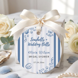 Zeeschelp Bruiloft Feest Blauw Maritiem Aangepast Bedankjes Labels