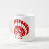 Zeeschelp - diep rood en wit koffiemok (Voorkant links)
