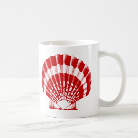 Zeeschelp - diep rood en wit koffiemok (Rechts)
