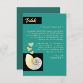 Zeeschelp en harten, strand bruiloft Detail Informatiekaartje