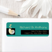 Zeeschelp en harten, strand bruiloft etiket (Insitu)