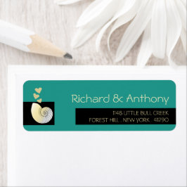 Zeeschelp en harten, strand bruiloft etiket