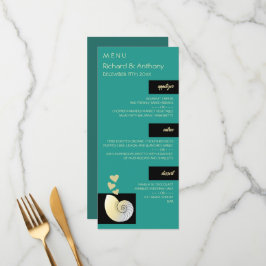 Zeeschelp en harten, strand bruiloft Menu