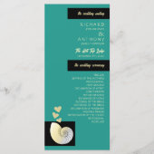 Zeeschelp en harten, strand bruiloft programmakaart (Voorkant)