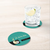 Zeeschelp en harten, strand bruiloft ronde kartonnen onderzetter (Insitu)