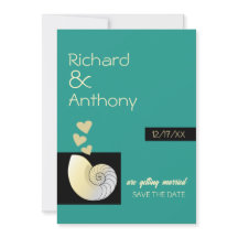 Zeeschelp en harten, strand bruiloft