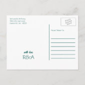 Zeeschelp en harten, strand bruiloft Save the Date Aankondigingskaart (Achterkant)