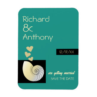 Zeeschelp en harten, strand bruiloft Save the Date Magneet