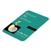 Zeeschelp en harten, strand bruiloft Save the Date Magneet (Linkerzijde)