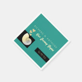 Zeeschelp en harten, strand bruiloft servet (Hoek)