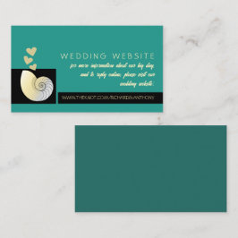 Zeeschelp en harten, strand bruiloft website informatiekaartje