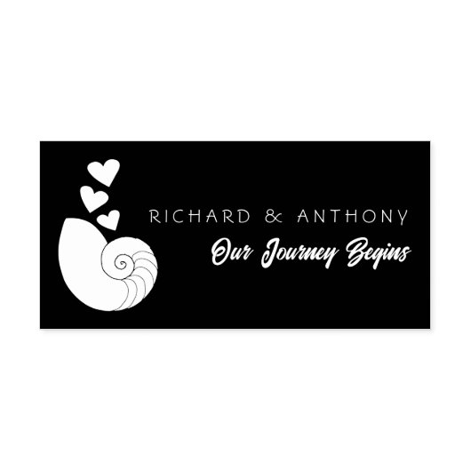 Zeeschelp en harten  zelfinktende stempel (Design)