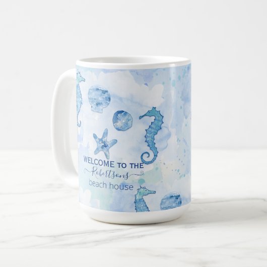 Zeeschelp- en schelpdieren van het strand Welkomst Koffiemok (Voorkant links)