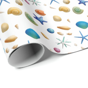 Zeeschelp en Zeester Nautilus Strand Cadeaupapier
