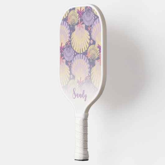Zeeschelp en zeesterren kust pickleball paddle (Links)