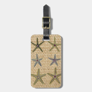 Zeeschelp Frans land Burlap Beach Chic Zeester Bagagelabel