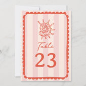 Zeeschelp geschulpte roze streep bruiloft kaart (Voorkant)