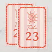 Zeeschelp geschulpte roze streep bruiloft kaart (Voorkant / Achterkant)