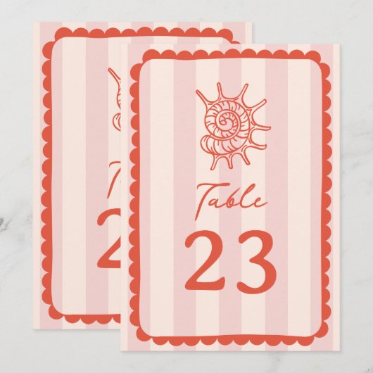 Zeeschelp geschulpte roze streep bruiloft kaart (Voorkant / Achterkant)