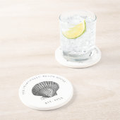  Zeeschelp Illustratie Naam Strandhuis Zandsteen Onderzetter (Zijkant)