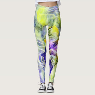 Zeeschelp in zee blauw paarse waterverf schilderij leggings