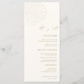 Zeeschelp Ivoor & Goud Strand Eetbare Bruiloft Menu (Voorkant)