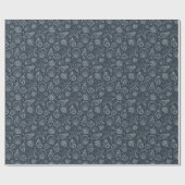 Zeeschelp Kust Nautilus Boho Strand Donkerblauw Cadeaupapier (Vlak)