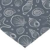 Zeeschelp Kust Nautilus Boho Strand Donkerblauw Korte Tafelloper (Hoek)
