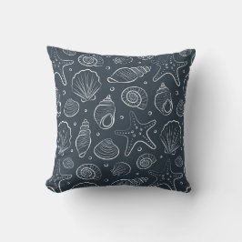 Zeeschelp Kust Nautilus Boho Strand Donkerblauw Kussen