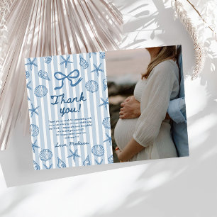 Zeeschelp Kust Strand Baby Shower Foto Bedankkaart