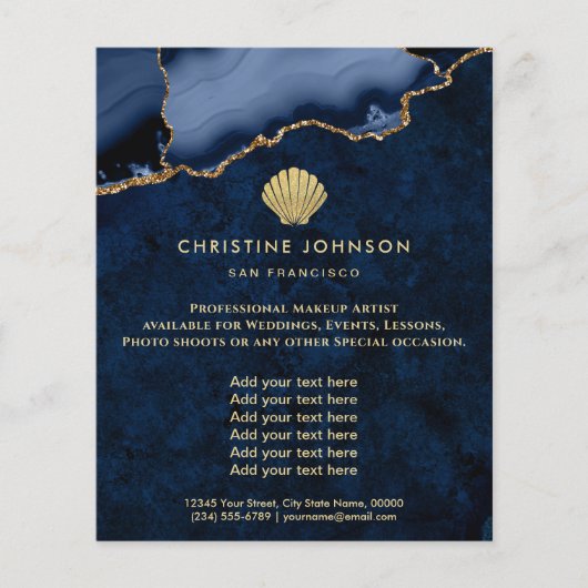zeeschelp logo op blauwe ontwerp flyer (Voorkant)