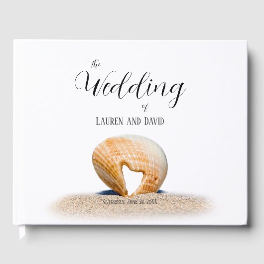 Zeeschelp met een Hart op zand op het Strand, Gastenboek (Voorkant)