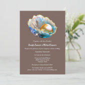 Zeeschelp met parel iriserende shimmer oceaan stra kaart (Staand voorkant)