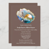 Zeeschelp met parel iriserende shimmer oceaan stra kaart (Voorkant / Achterkant)