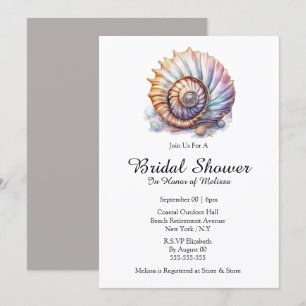 Zeeschelp nautisch strand vrijgezellenfeest taupe  kaart