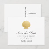 Zeeschelp Nep Goud Folie | Oceaan Save The Date Aankondigingskaart (Voorkant / Achterkant)