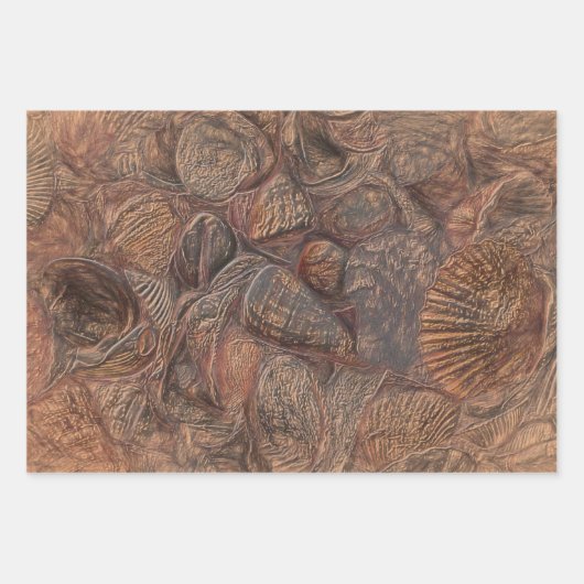 zeeschelp oceaanbedekking zeebrasep bruin inpakpapier vel (Voorkant 3)