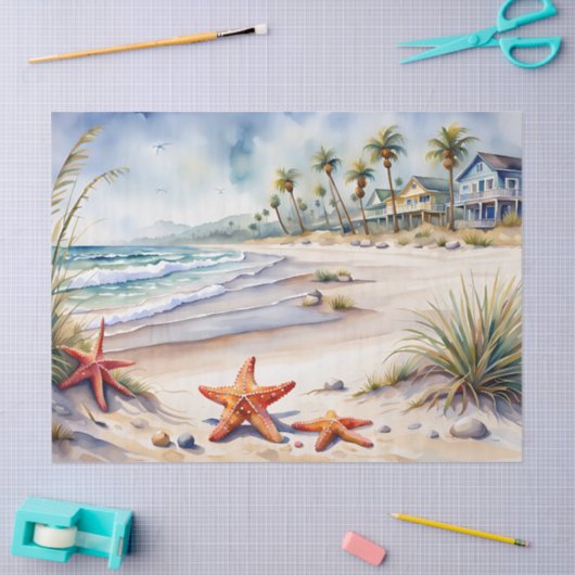 Zeeschelp op het strand tissuepapier (Craft)