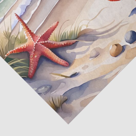 Zeeschelp op het strand tissuepapier (Detail)