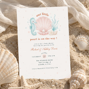 Zeeschelp Parel Onder de Zee Baby Shower Kaart
