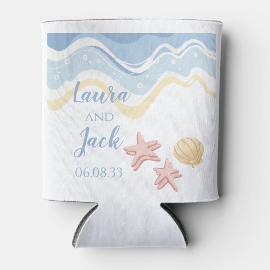 Zeeschelp Starfish Ocean Zee Thema Sticker Blikjeskoeler (Voorkant)