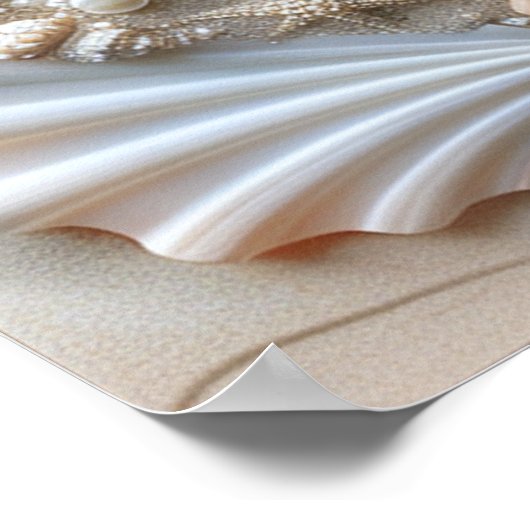 Zeeschelp Starfish Parels Zand Beach Summer, Poster (Hoek)