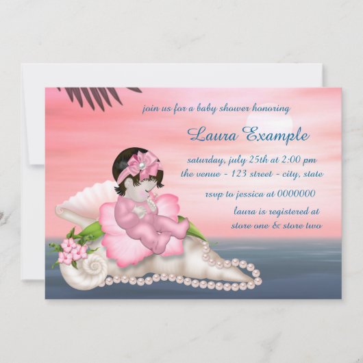 Zeeschelp Strand Baby Shower Kaart (Voorkant)