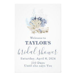 Zeeschelp strand blauwe bruidsdouche Welkom Foto Afdruk