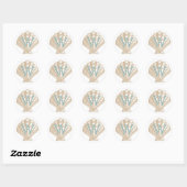 Zeeschelp | Tan Scallop Zee Schelp Monogram Ronde Sticker (Vel)