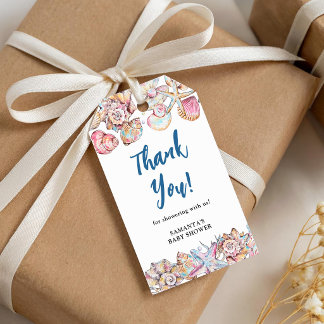 Zeeschelp Tot Ziens Binnenkort Baby Shower Bedankt Cadeaulabel