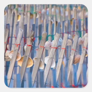 Zeeschelp versierd Dune Fence Vierkante Sticker