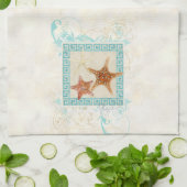 Zeeschelp voor de Starviszee Oceaan Grieks sleutel Theedoek (Gevouwen)