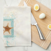 Zeeschelp voor de Starviszee Oceaan Grieks sleutel Theedoek (Quarter Fold)