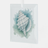 Zeeschelp voor kust/zee glas ornament (Voorkant links)